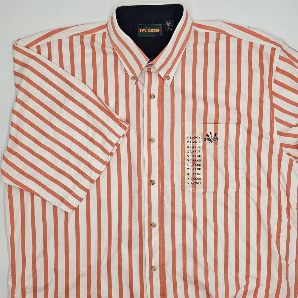 Ivy‎ Crew Men's Short Sleeve Button Down Shirt Size XL Red White Striped...